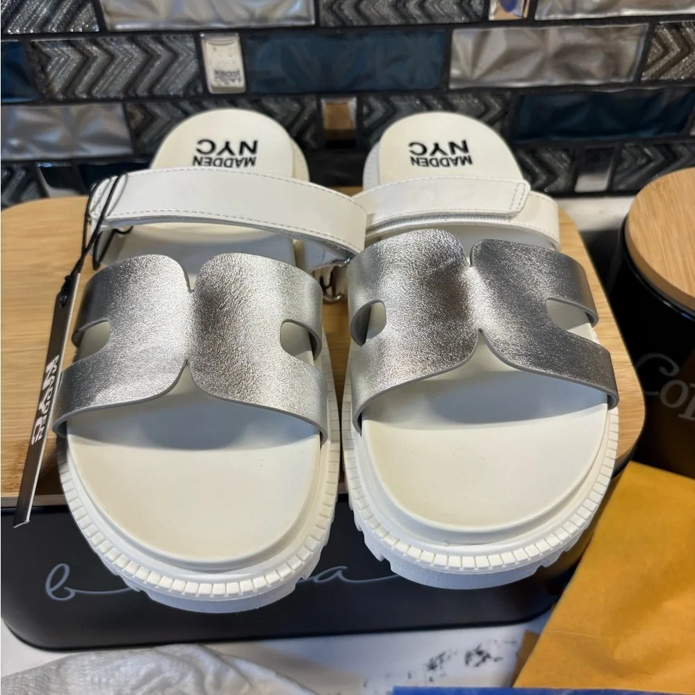 Madden NYC Kids' Silver and White Sandals